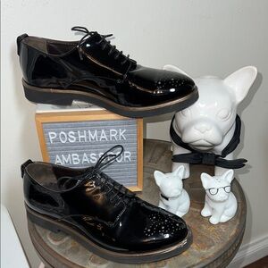 AGL Women's Black Patent Leather Brogue Loafers Sz.37.5